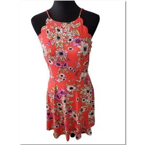 The General Good Orange Floral Scalloped Sun Dress NWOT